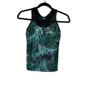 Nani NWT Women's Black Mesh Racerback Tropical Crop Swim Top size XS